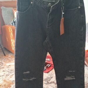 Black Distressed Jeans..US-6